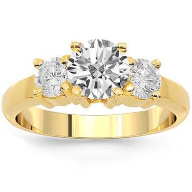 18K Yellow Solid Gold Clarity Enhanced  Diamond Three Stone Engagement Ring 1.72 Ctw